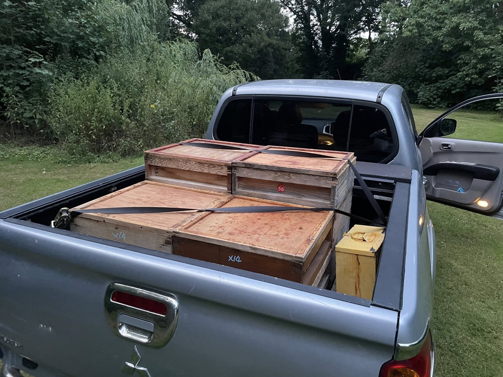 Hive boxes being transported